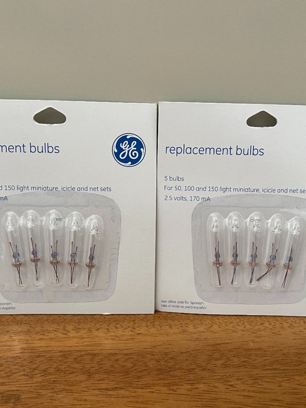 NEW 2 pkgs GE 5-ct replacement bulb sets (2.5V), wedding/shower/holiday lighting